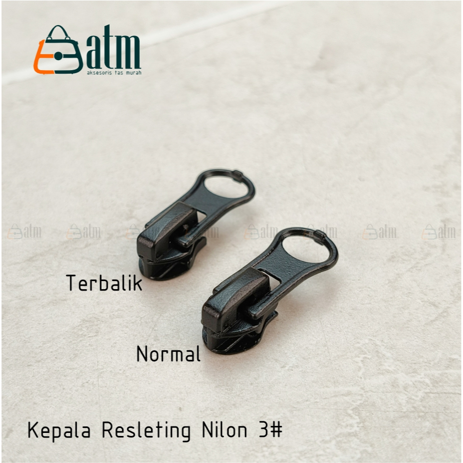 Kepala Resleting Nilon No. 3 (Terbalik dan Normal)