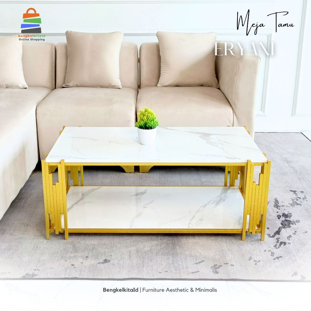 Eryani Meja Tamu Oval Minimalis Mewah Meja Ruang Tamu Minimalis Meja Tamu Aesthetic Meja Sofa