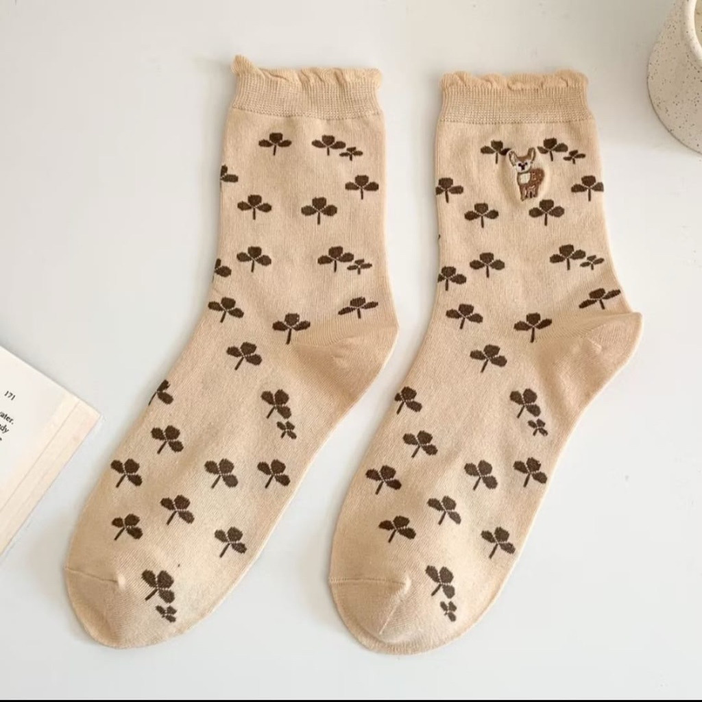 kaos kaki korea ruffle lucu