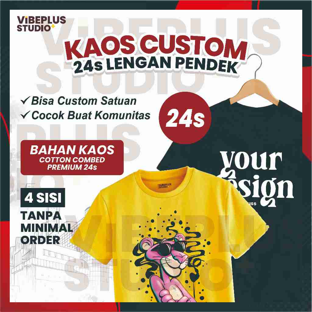 Kaos Custom DTF 24s, Kaos Sablon Satuan, Kaos Custom Kado