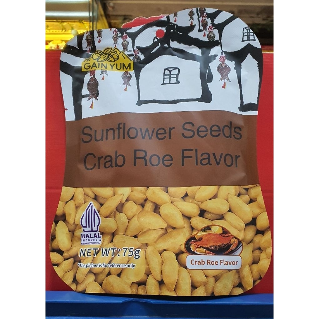 Gain Yum Sunflower Seeds Crab Roe Flavor ( Biji Kuaci Bunga Matahari Rasa Telur Kepiting ) 75gr