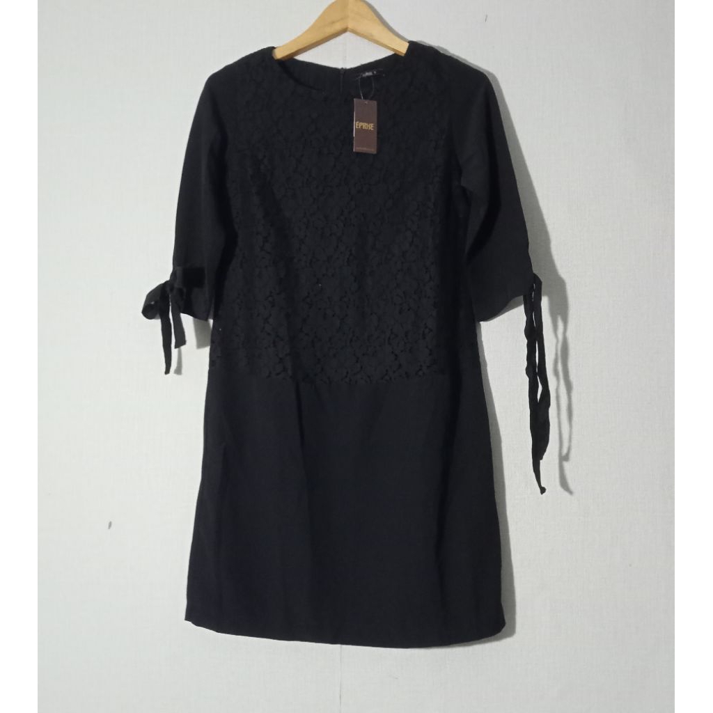 Eprise - Dress Brokat Hitam Kombinasi Size S