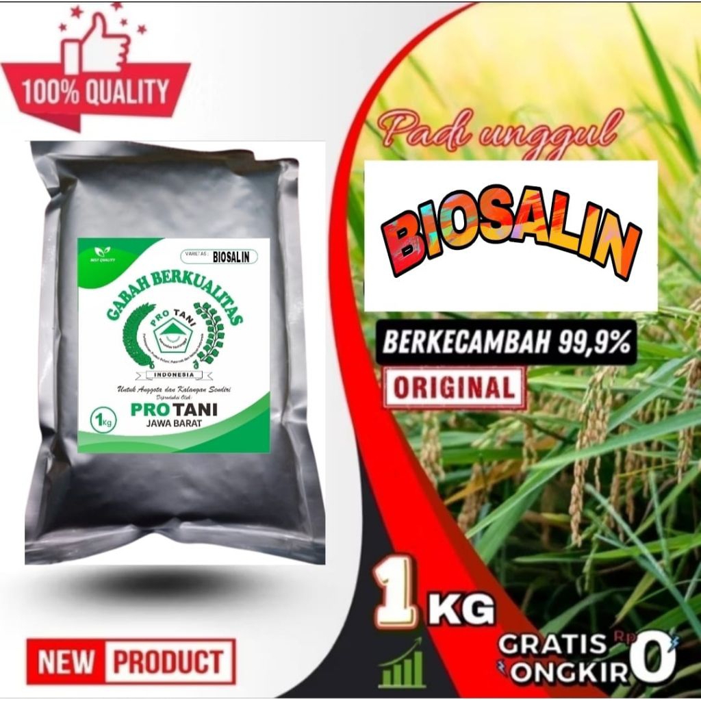 COD 1KG BENIH PADI BIOSALIN-1 SUPER GENJAH ORIGINAL BERKWALITAS LABEL PUTIH
