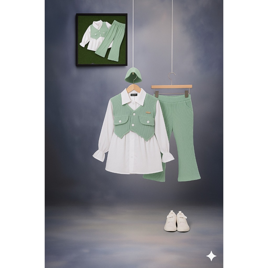 Baju Lebaran Anak Perempuan 2026 Gamis Kid Umur 4 7Tahun One Set Setcelan 1 6Th Stelan Tanggung 8-9T