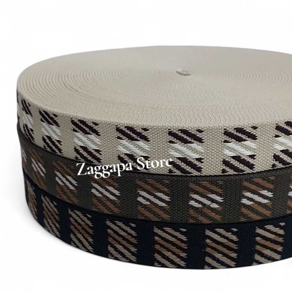 TALI KATUN GESPER TAS SENDAL 915 KANVAS MOTIF MACAN 3.8CM GULUNGAN ROL 27METER BISBAN