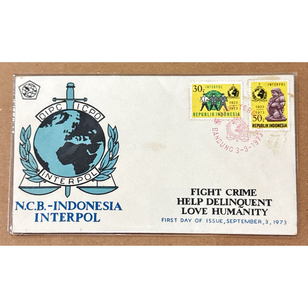 PRANGKO INDONESIA 1973 SHP 50 TAHUN INTERPOL (N.C.B. - INDONESIA INTERPOL) MINT.