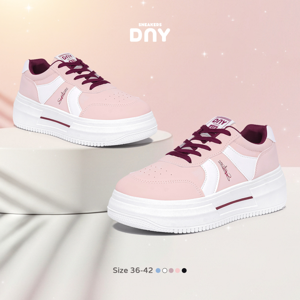 SEPATU DNY Sepatu Sneakers Wanita  Tinggi 5cm Casual DNY418