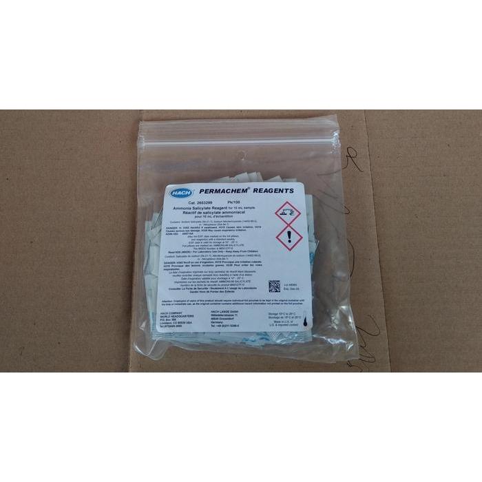 HACH 2653299, Ammonia Salicylate Reagent Powder Pillows, 10 mL, pk/100