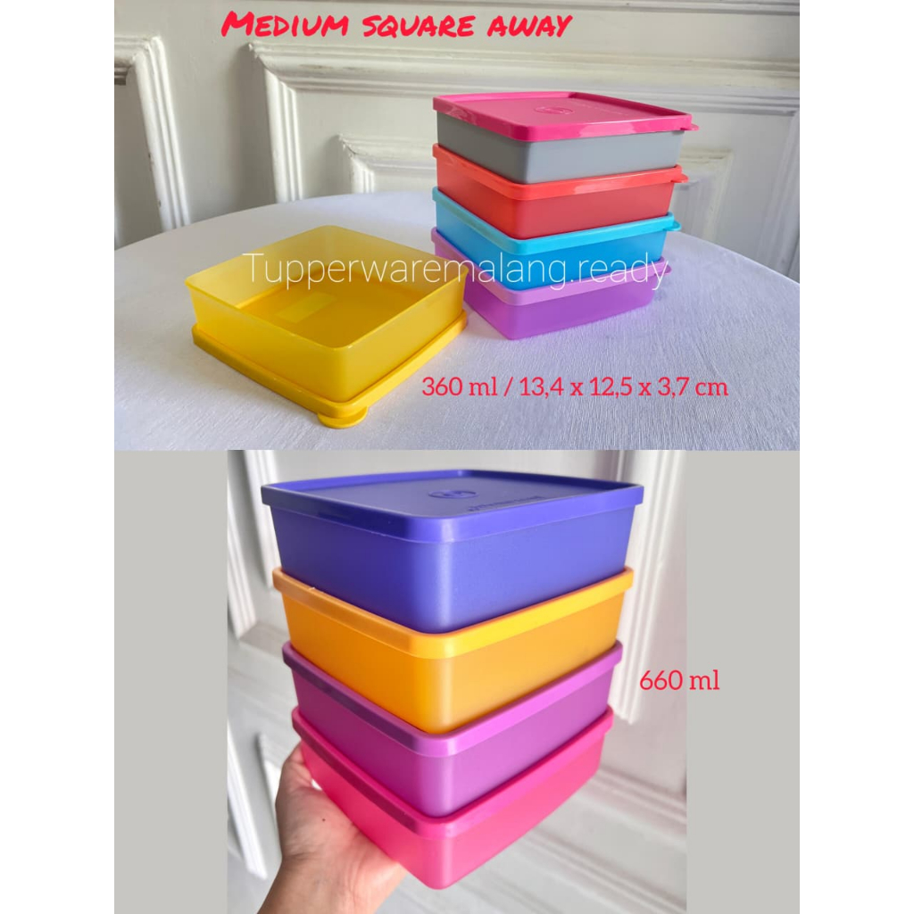 TEPAK MAKAN/ KOTAK BEKAL TUPPERWARE MEDIUM SQUARE AWAY MURAH