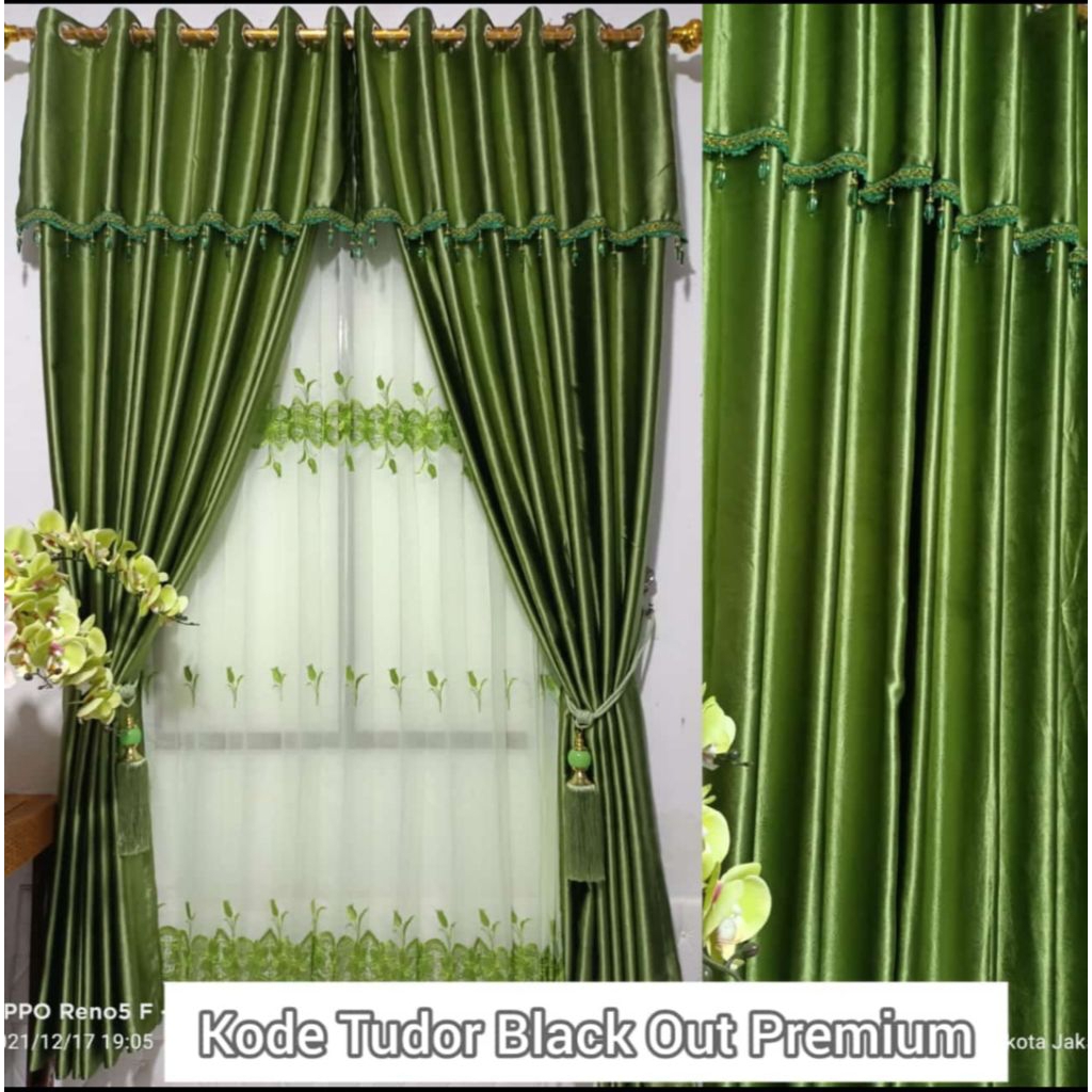 Gorden Polos dengan Poni 12 Lobang untuk Pintu dan Jendela Minimalis Renda Mewah Tudor Black Out Pre