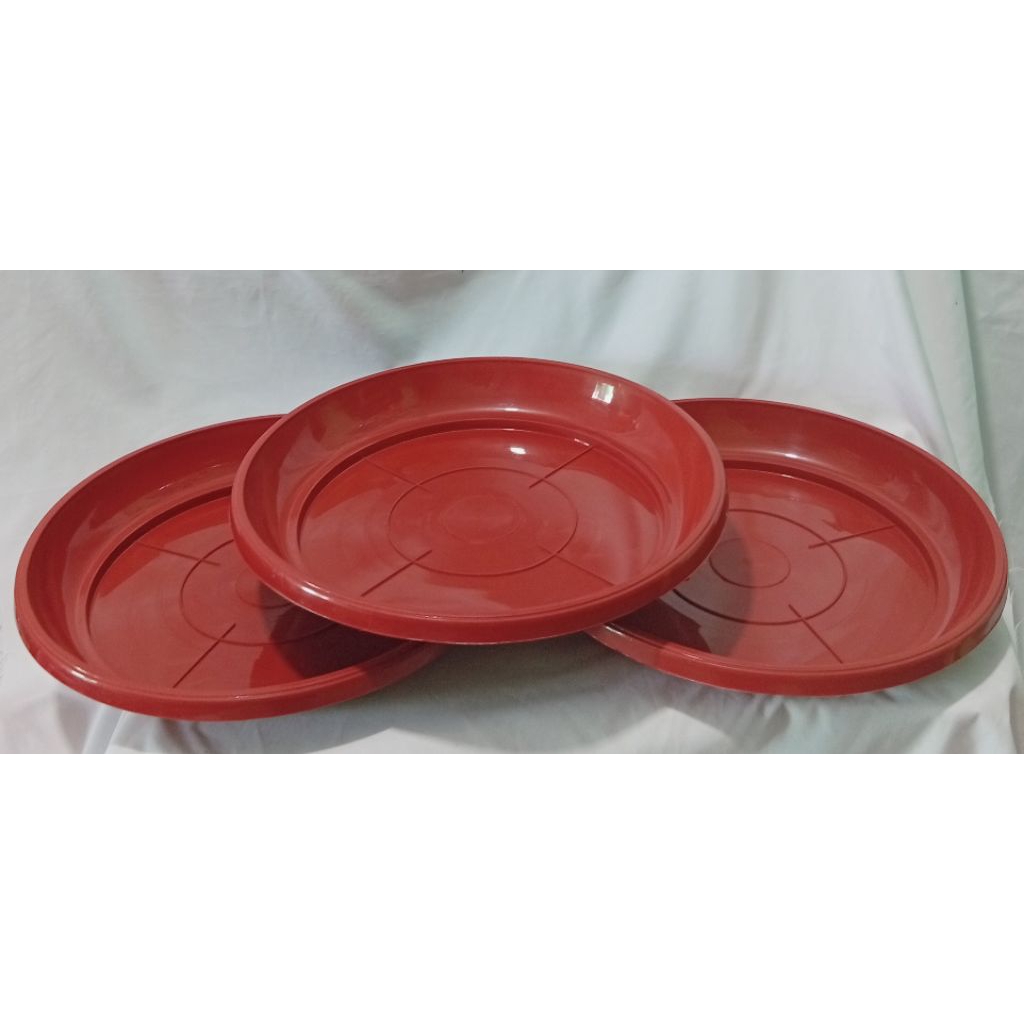 3PCS TATAKAN BP 40 MERAH/TATAKAN POT PLASTIK UKURAN JUMBO BULAT/TATAKAN POT 40 MURAH MERIAH