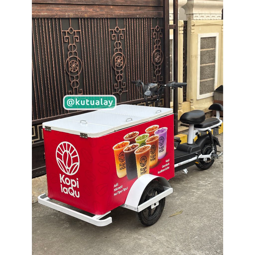 Custom Gerobak Keliling Sepeda Listrik Makanan Minuman Tahan Panas Dingin Starling Kopi Keliling