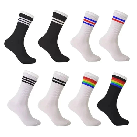 Kaos Kaki Oldschool - Kaos Kaki Skate Premium Motif Garis Putih Biru Merah