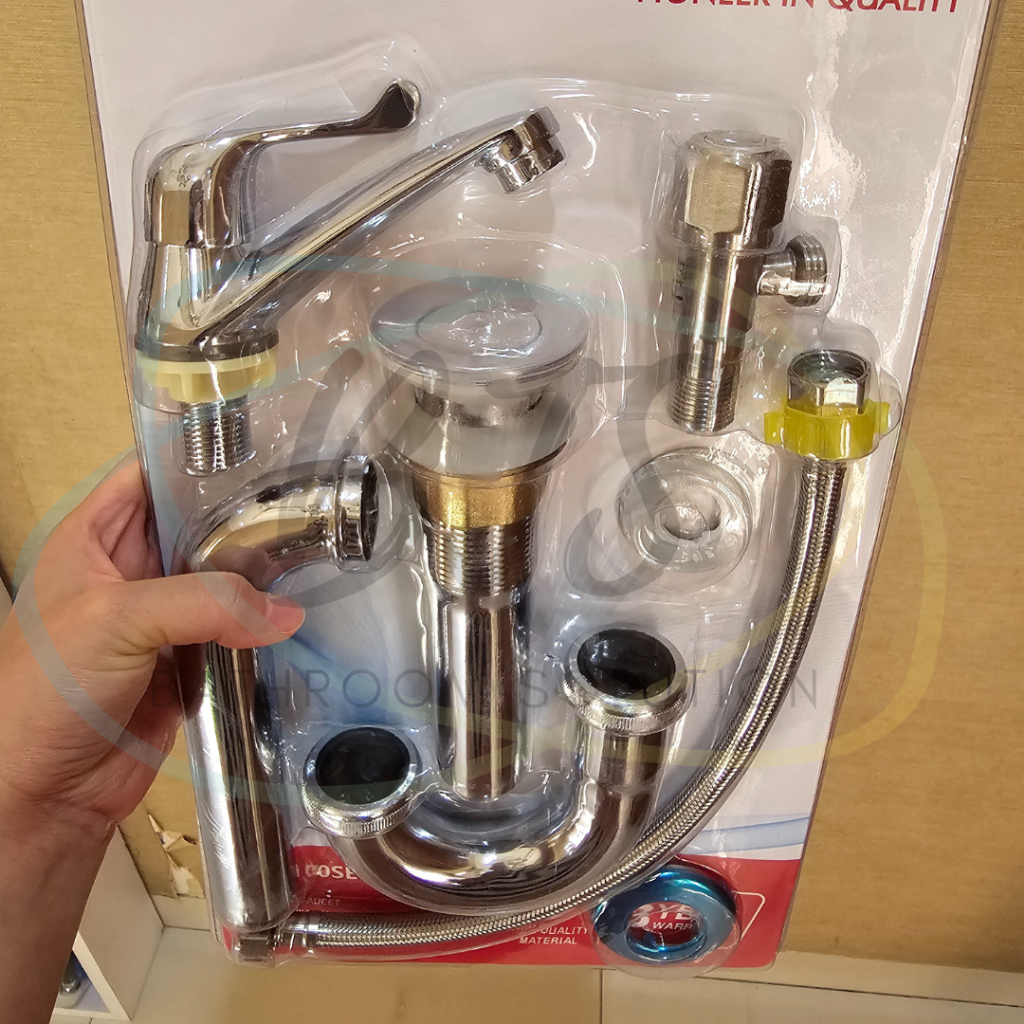 Faucet Set KF10100 Wastafel Kia / Keran Wastafel KIA / Kran air wastafel set / Afur pop waste wastaf