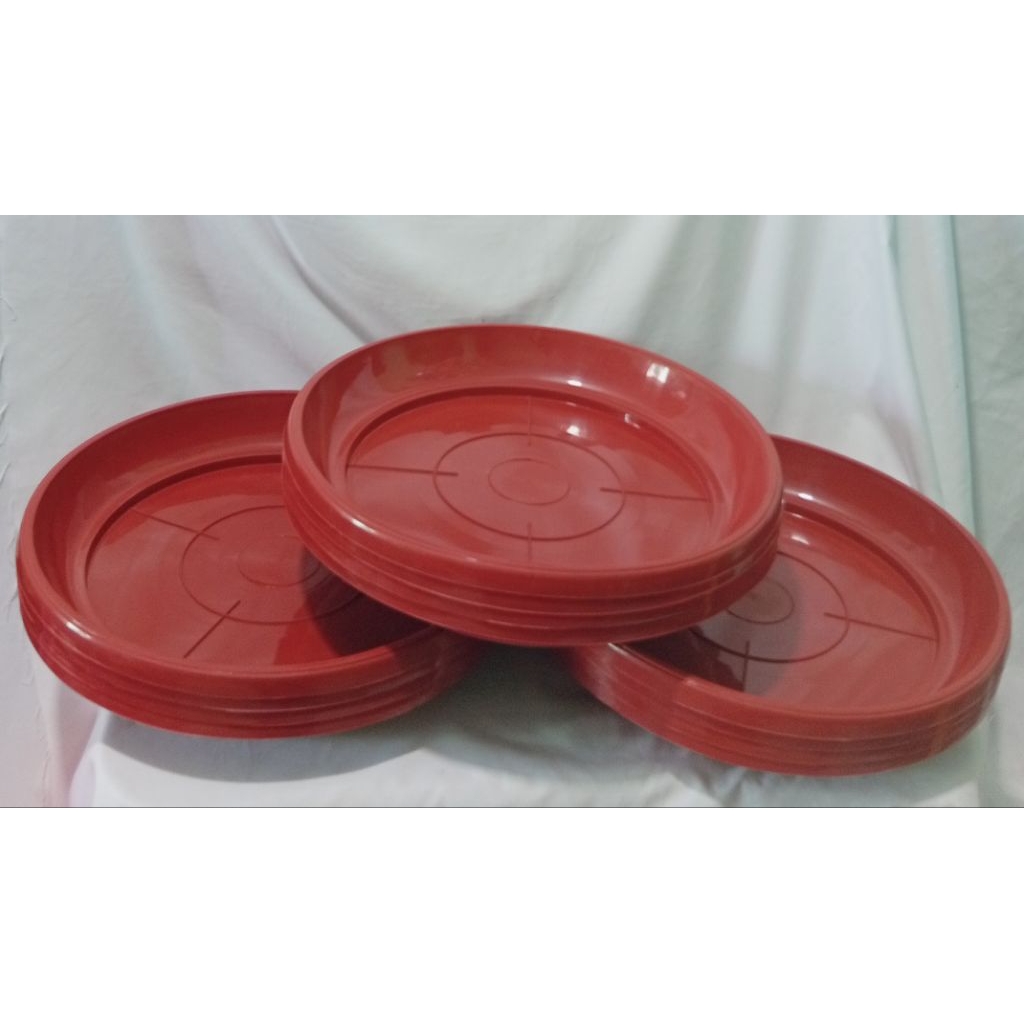 1LUSIN/12 PCS TATAKAN BP 40 MERAH/TATAKAN POT PLASTIK UKURAN JUMBO BULAT/TATAKAN POT 40 MURAH MERIAH