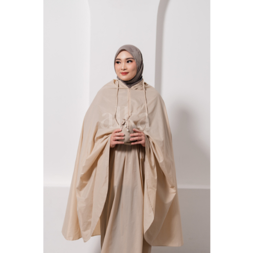 ShopatAlka | Mukena Resleting Travel Mini Parasut Premium 2in1 Free Tas | Qisya Prayer Robe | Brown