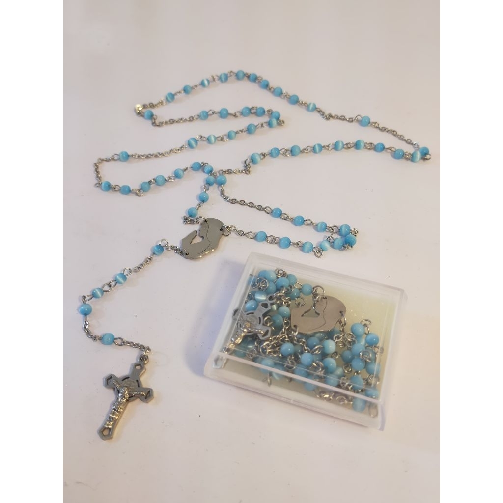 Rosario Kawat Titanium Mata Kucing 4mm + Box (6865) - Rosario Titanium - Kalung Rosario - Rosario Bi