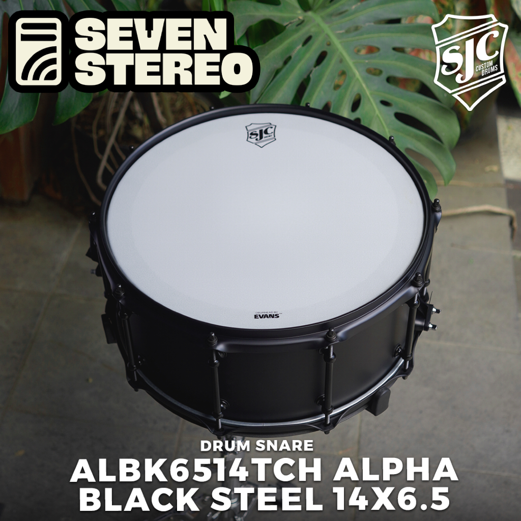 SJC Alpha Black Steel Snare 14x6.5 w/ Black Hardware