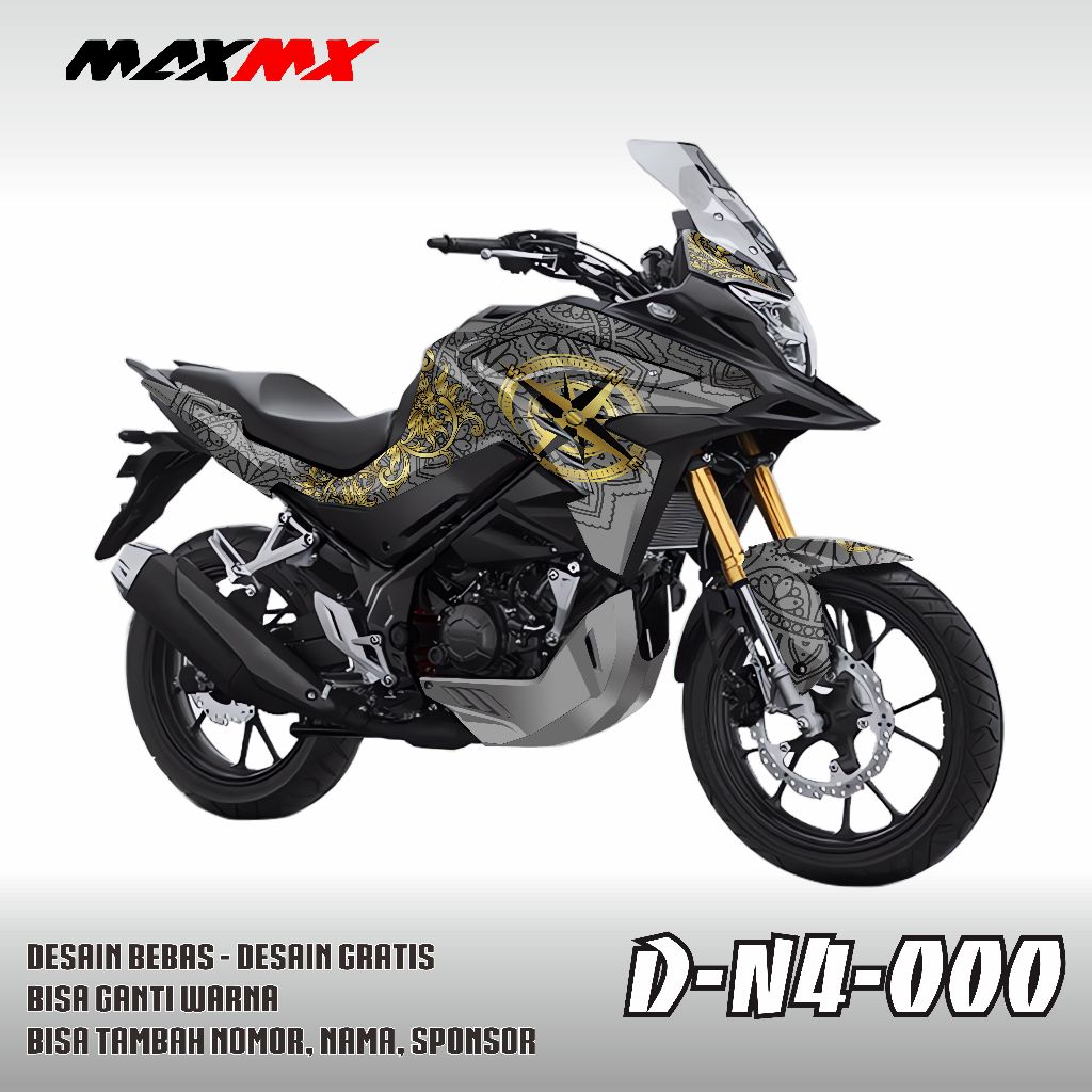 decal stiker CB150X Hitam gold simple