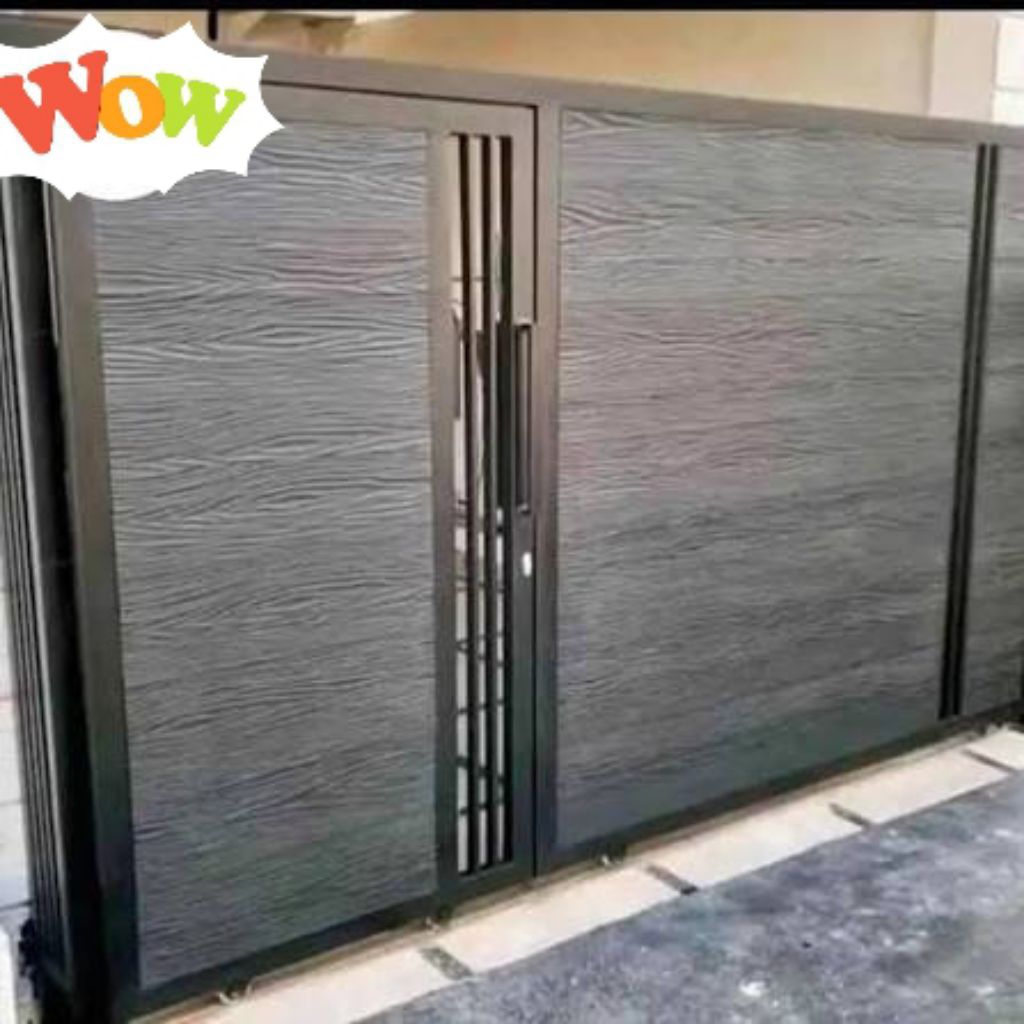 Pagar Sliding | Pagar double Sliding | Pagar Rumah | Pagar List Plang Grc Motif Kayu