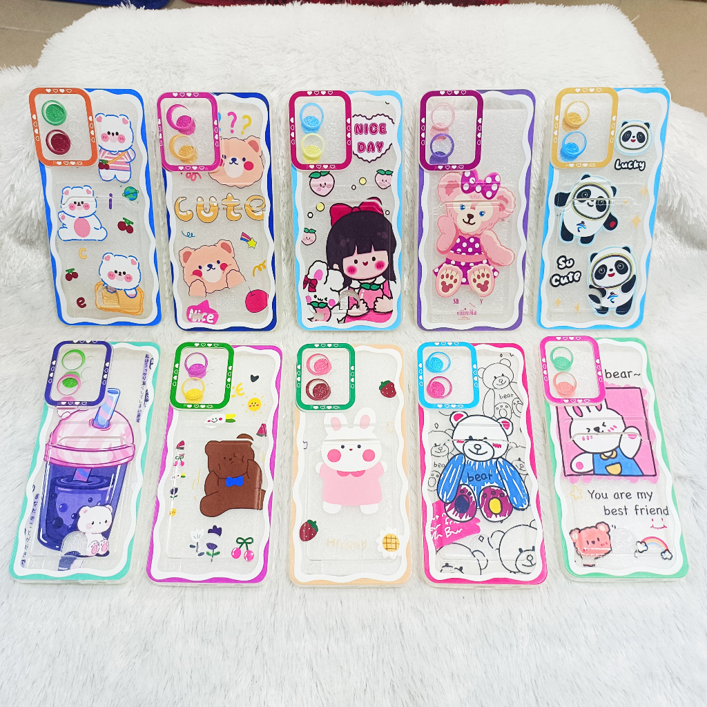 GROSIR [ 10 PCS ] SOFTCASE CLEAR CARD SLOT DISNEY CUTE SAMSUNG OPPOO REALMEE CASING LUCU TERMURAH