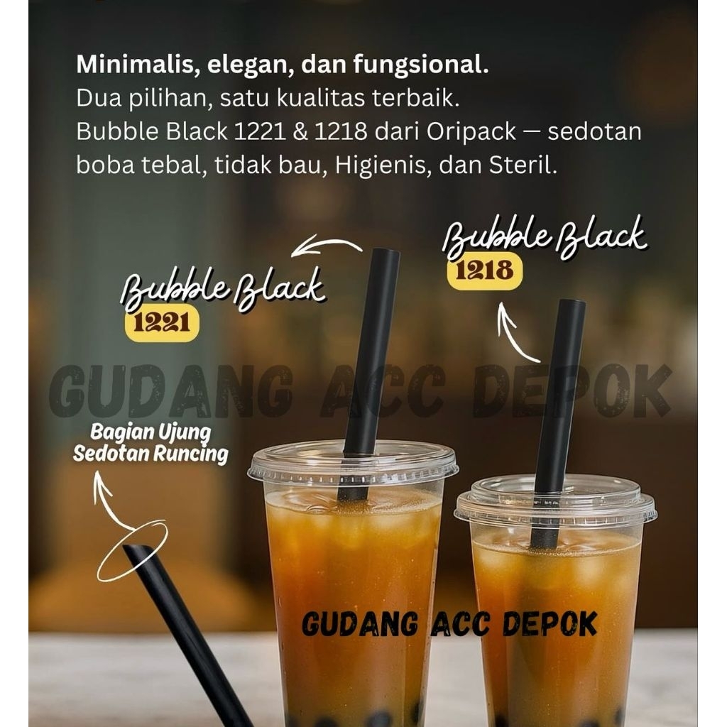 PIPA SEDOTAN PLASTIK 12MM 21CM BUBBLE BOBA COCHOC STERIL RUNCING LURUS ISI 250 PCS Xiboba 1221