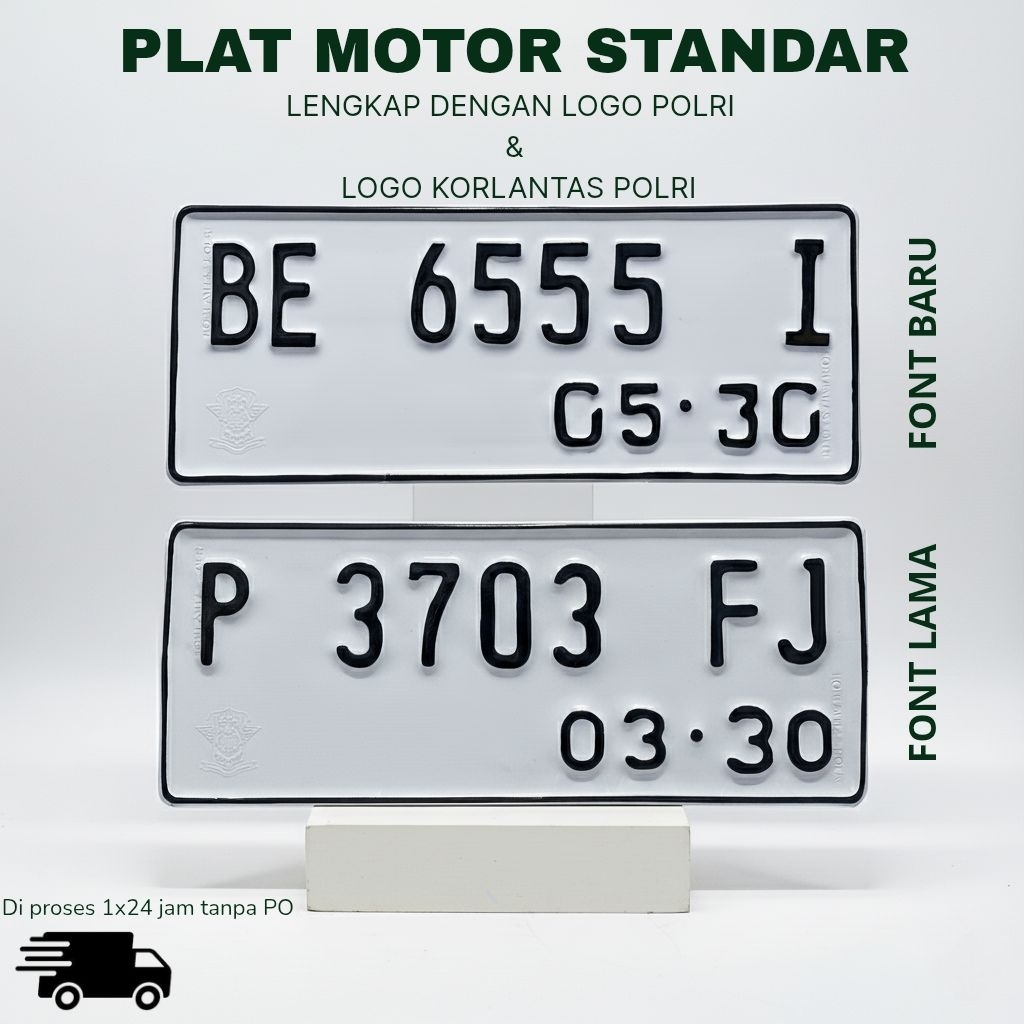 Plat Motor Standar Samsat - Logo Polri Timbul - Plat Motor Standar - Plat Motor Custom - Plat Nomor 