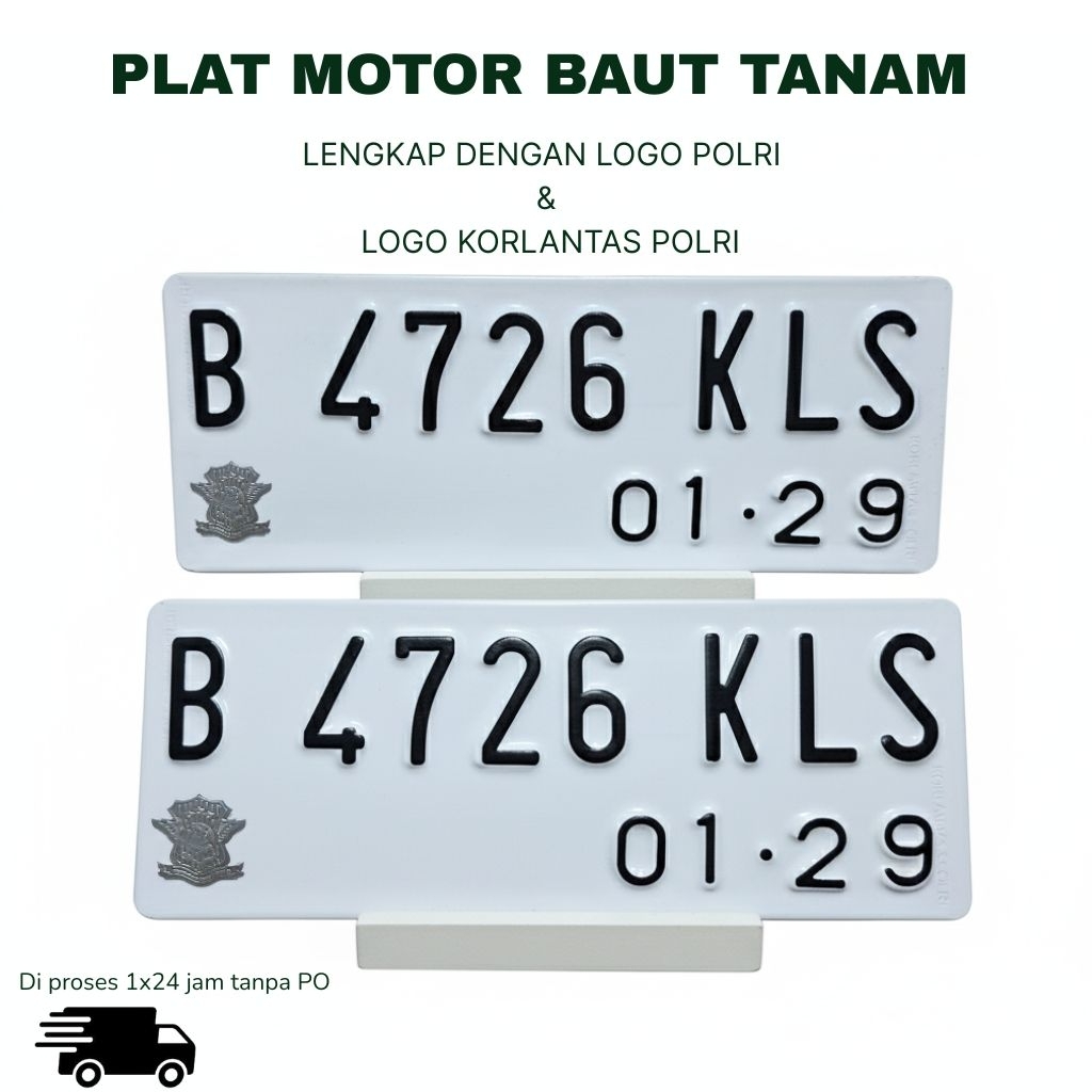 Plat Motor Baut Tanam - Plat Baut Tanam - Plat Motor Custom - Plat Nomor Motor - Plat Berlogo Polri