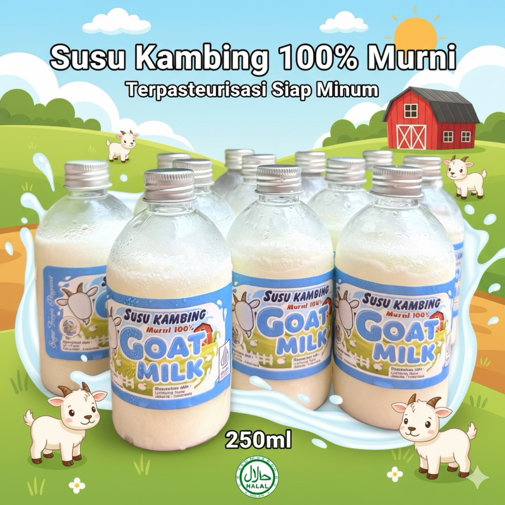 Susu kambing 250ml siap minum / susu kambing murni pasteurisasi / susu kambing 100% / susu kambing c