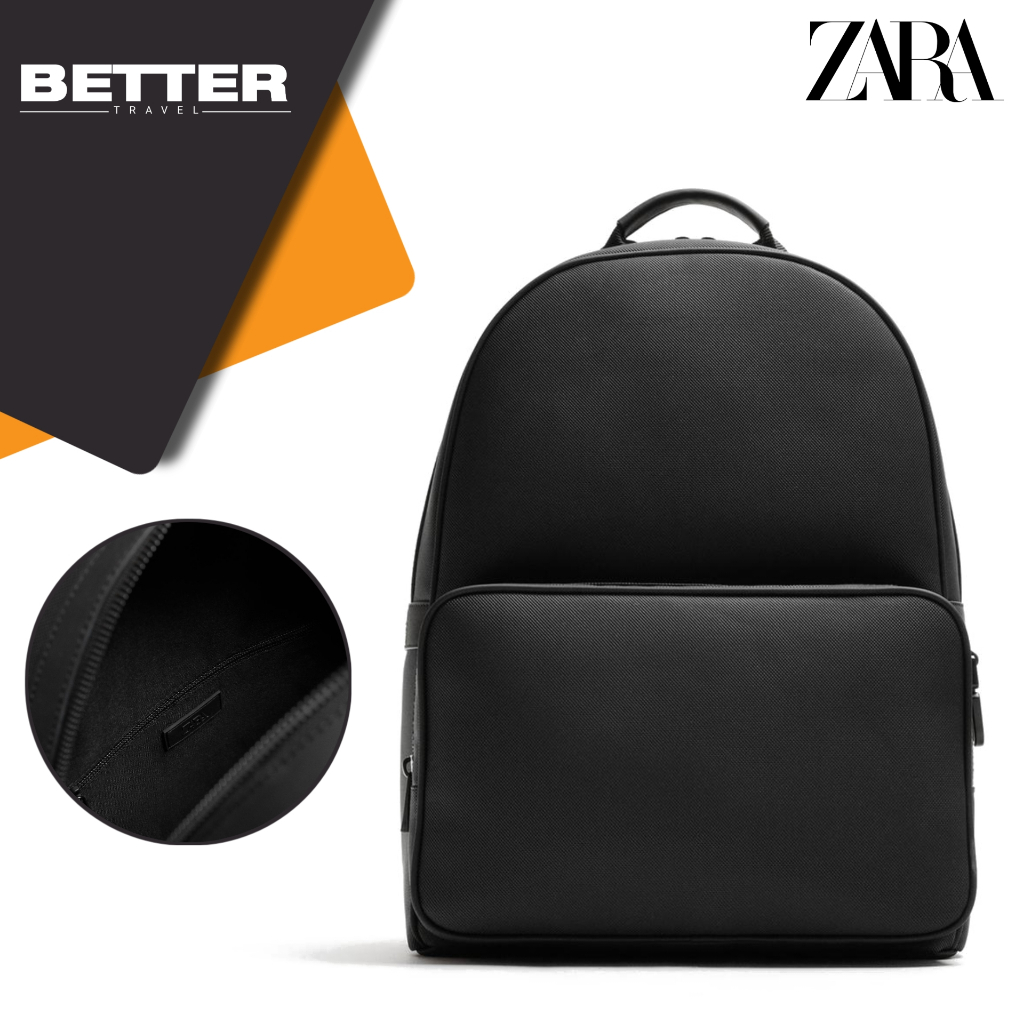 ZARA tas ransel pria casual backpack kuliah kantor sekolah daily full black