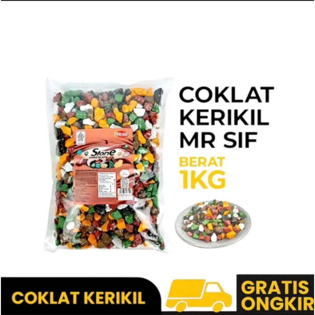 Coklat Kerikil Arab 1Kg | Coklat Kerikil Mr. Sif | Permen coklat Arab Batu Kerikil Original Renyah