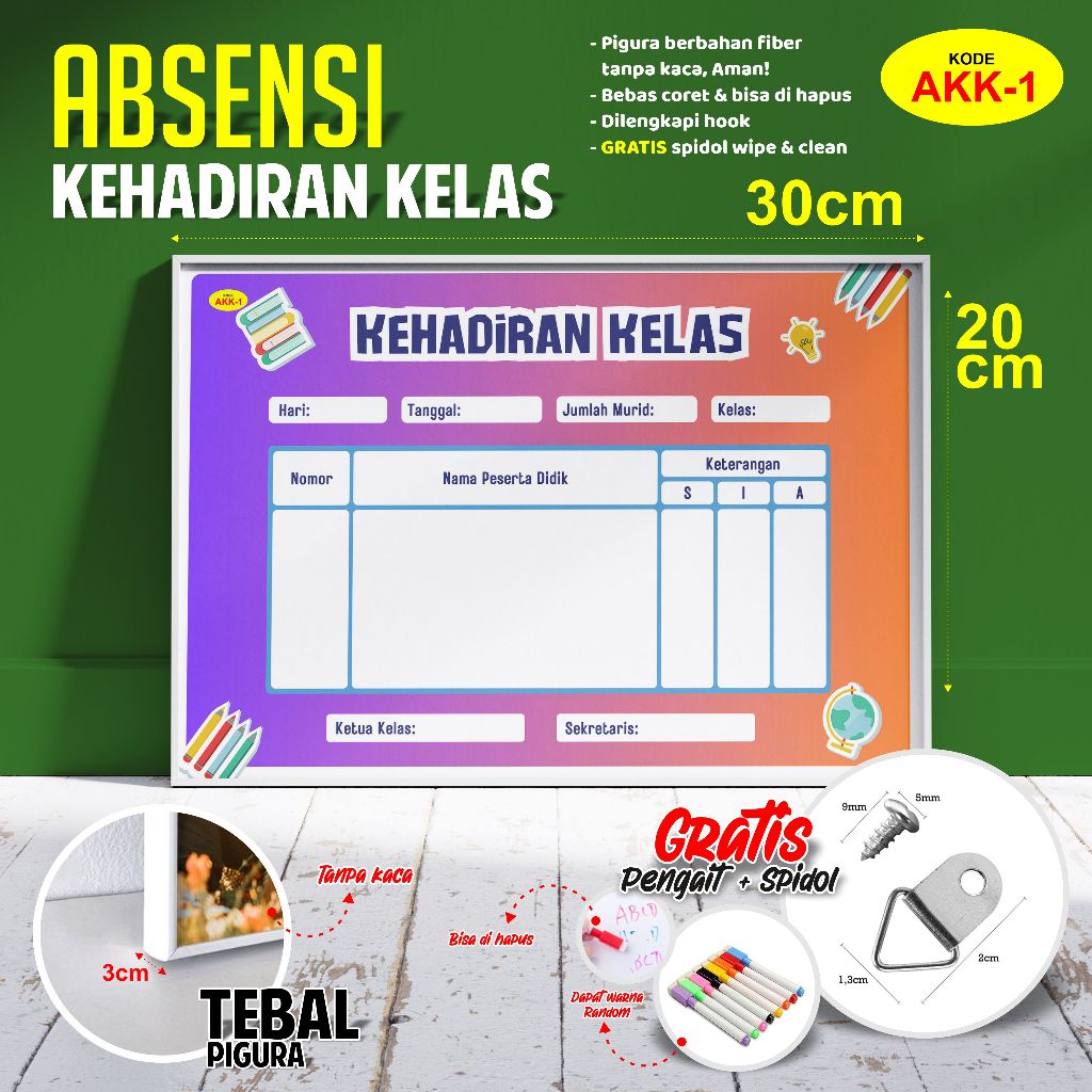 Papan Absen Kelas, Absensi Kelas MINI A4