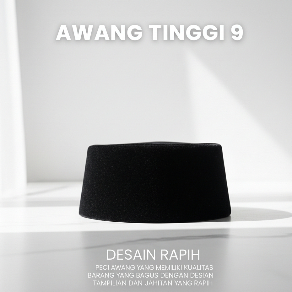 Songkok Awang Peci Awang Tinggi 9 Kopyah Awang Peci Hitam AC Peci Hitam Exclusive