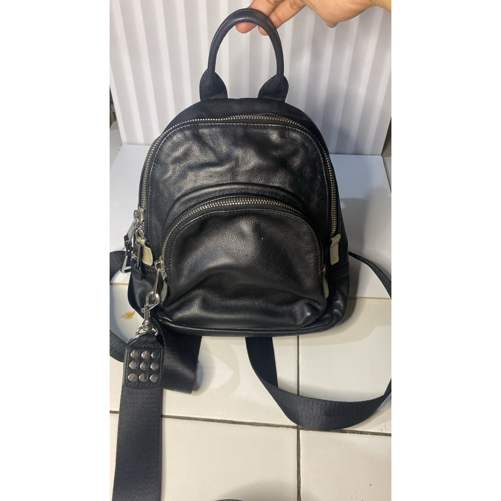 PL Tas Ransel Kulit Wanita Mini Backpack Hitam Elegan Import 25x5x21 cm