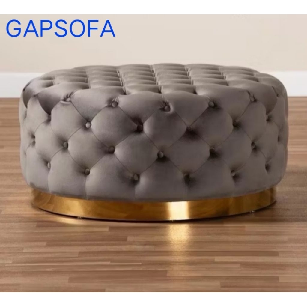 Sofa STOOL Full Kancing / Stool Bulat Ottoman / Stool Semok Kancing / Stool Premium Mewah