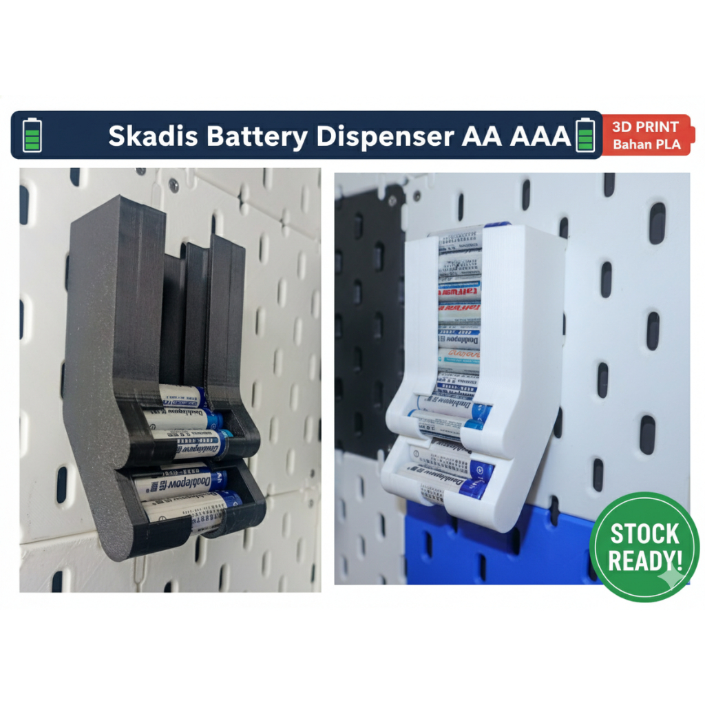 Skadis Battery Dispenser Holder AA AAA – Tempat Baterai Pegboard IKEA Skadis