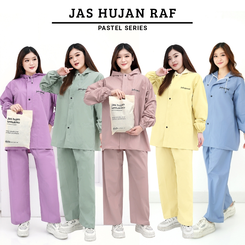 RAF Jas Hujan Dewasa Mantel Hujan Baju Celana Kain PVC 0.25 Tebal Elastis Anti Air