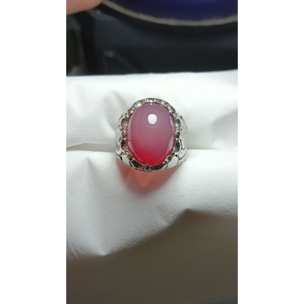 natural cincin batu akik red obi nukleus giwang crystal