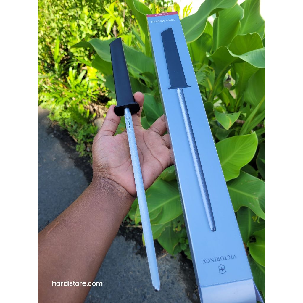 Asahan Pisau 23 cm Victorinox Honing Steel Black Handle 7.8306 Original Swiss