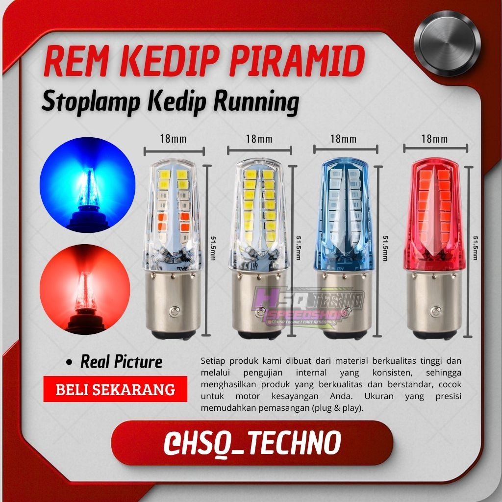 Lampu rem led motor stoplamp kedip motor mobil lampu rem belakang led 1157 rgb running kedip piramid