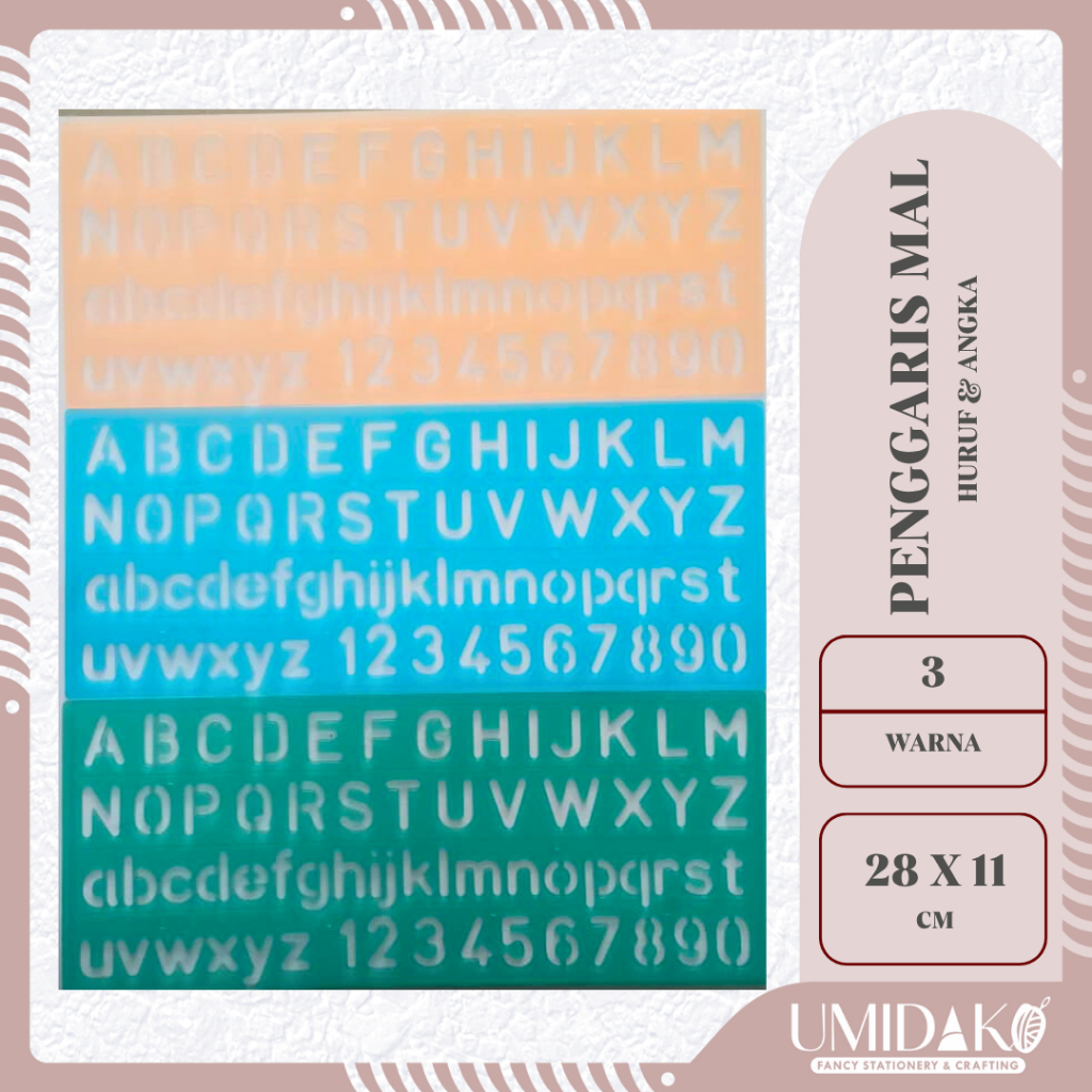 [UMIDAKO] PENGGARIS SABLON MAL HURUF ANGKA | PENGGARIS CETAK HURUF ANGKA |  HURUF ANGKA BUTTERFLY