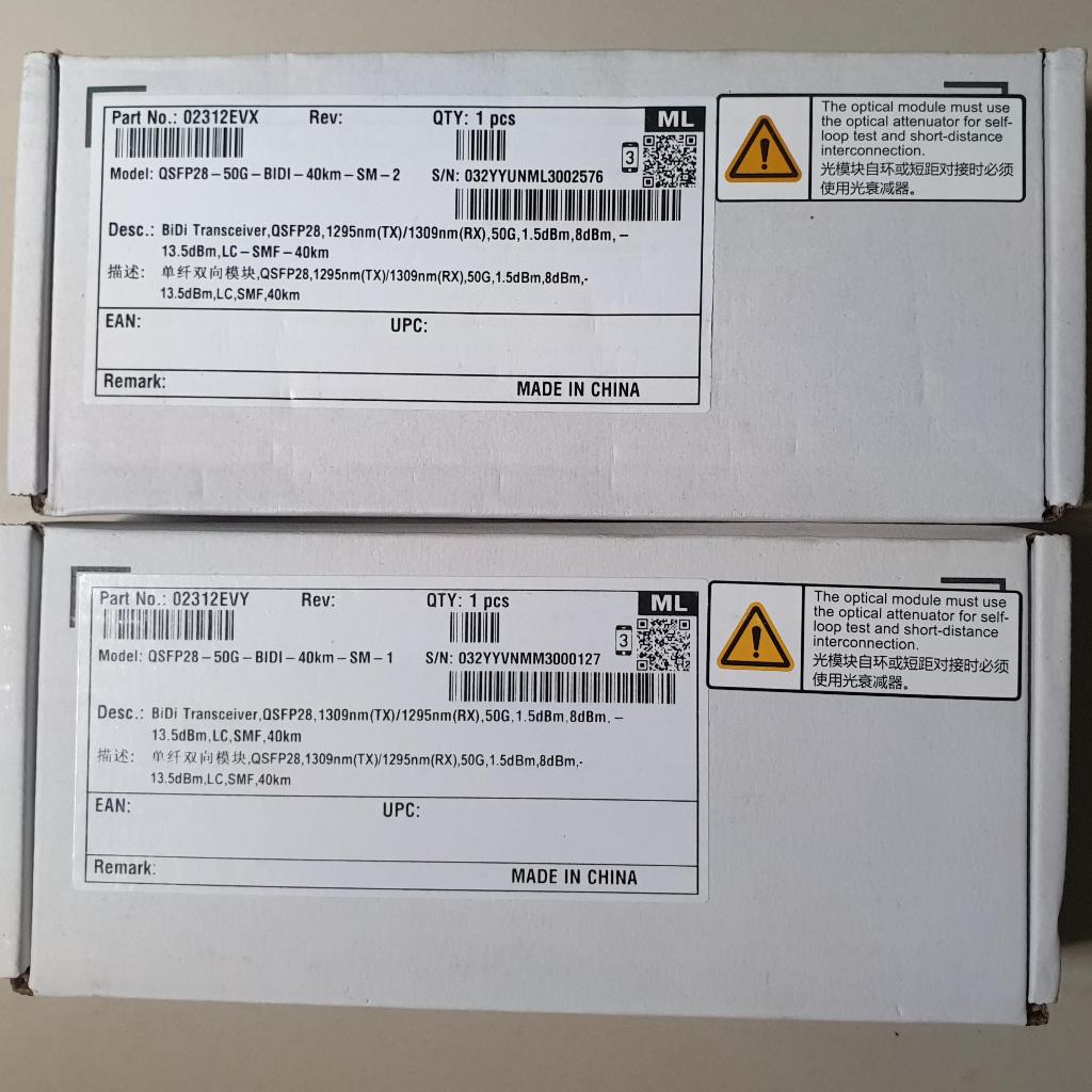QSFP28 50G 40km BIDI HUAWEI Single Core LC (Sepasang)