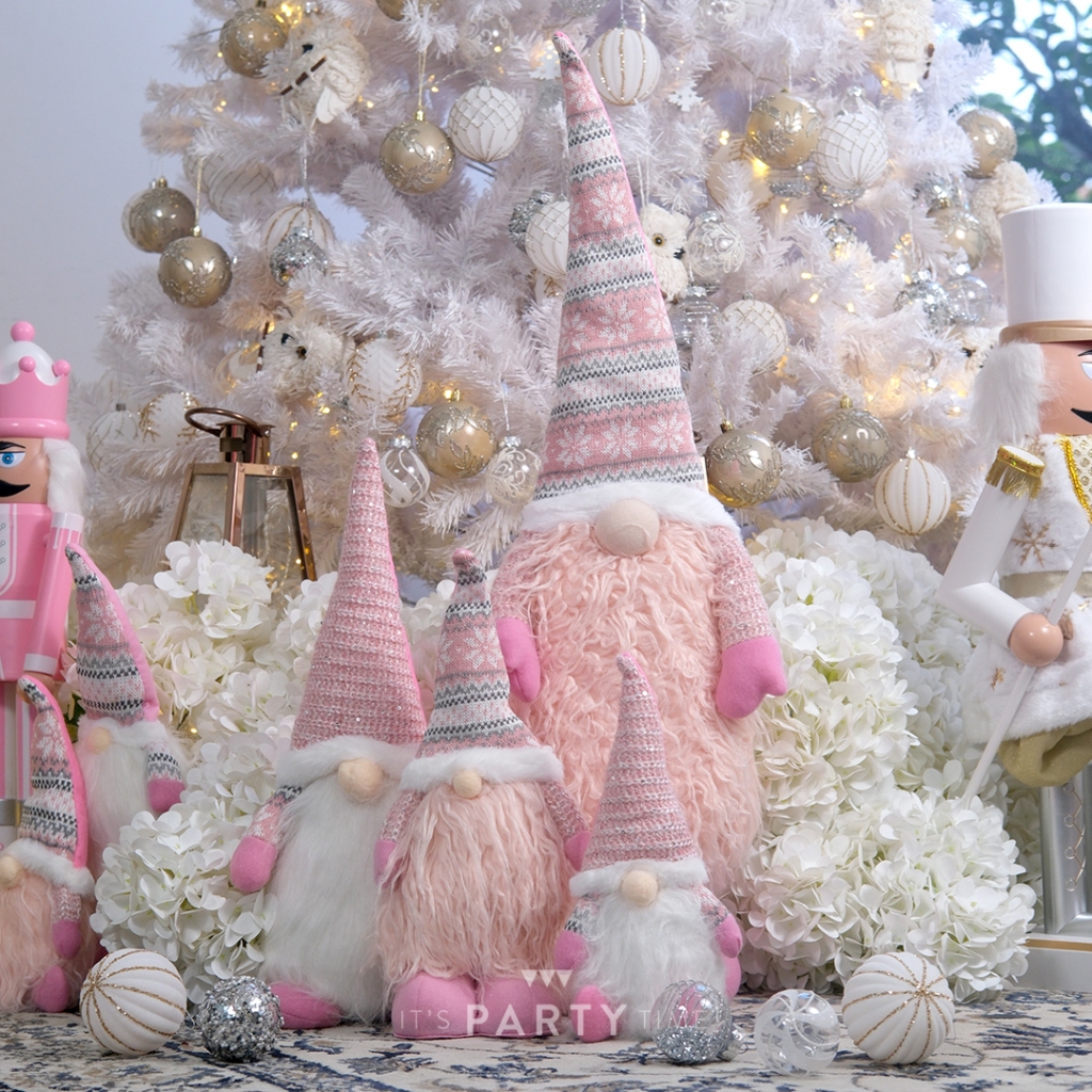 Pink and White Santa / Boneka Elf Nordic Pink Putih 4 Ukuran / Dekorasi Natal / Ornament Natal