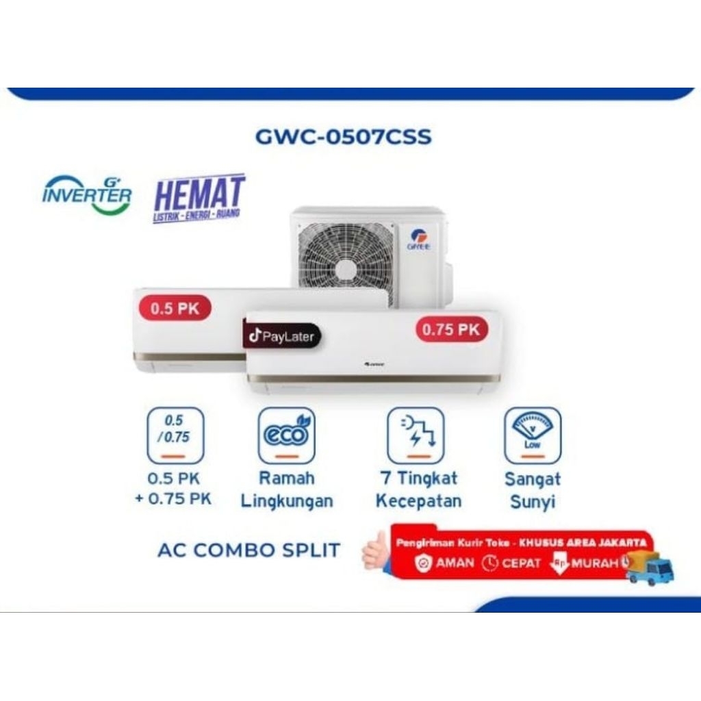 GREE GWC-0707CS AC MULTI COMBO SPLIT INVERTER 3/4 +3/4 PK