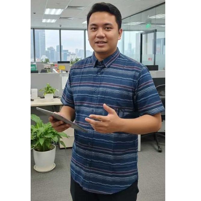 SumberRejekiJeans - Cressida FB215 - Kemeja Pria Katun SLIMFIT Lengan Pendek Motif Garis Casual Warn