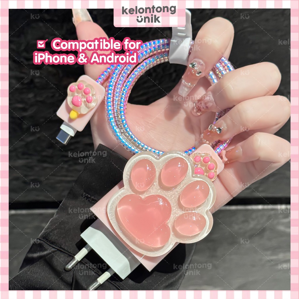 Acc_box | KIYOWO 3D - Set Paket Cover Pelindung Kepala & Kabel Charger Spiral / Cable Set Protector 
