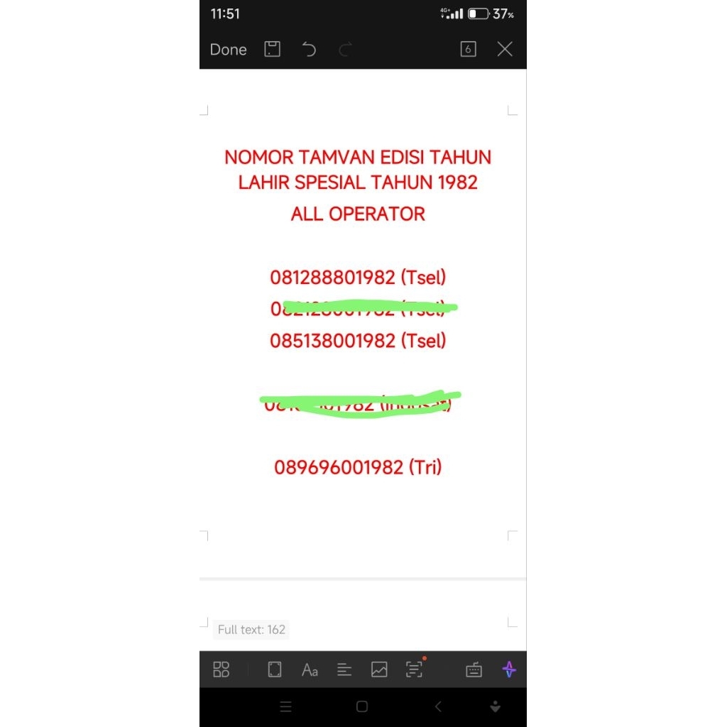 Nomor Tamvan Edisi Tahun Lahir Spesial Tahun 1982