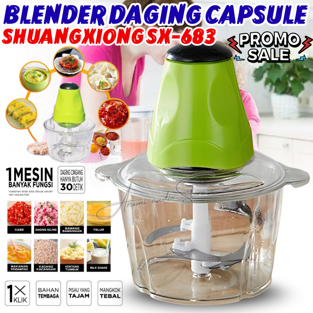 Blender Capsule Multifungsi ShuangXiong SX-683 Dengan 4 Mata Pisau Mesin Banyak Fungsi untuk Daging 