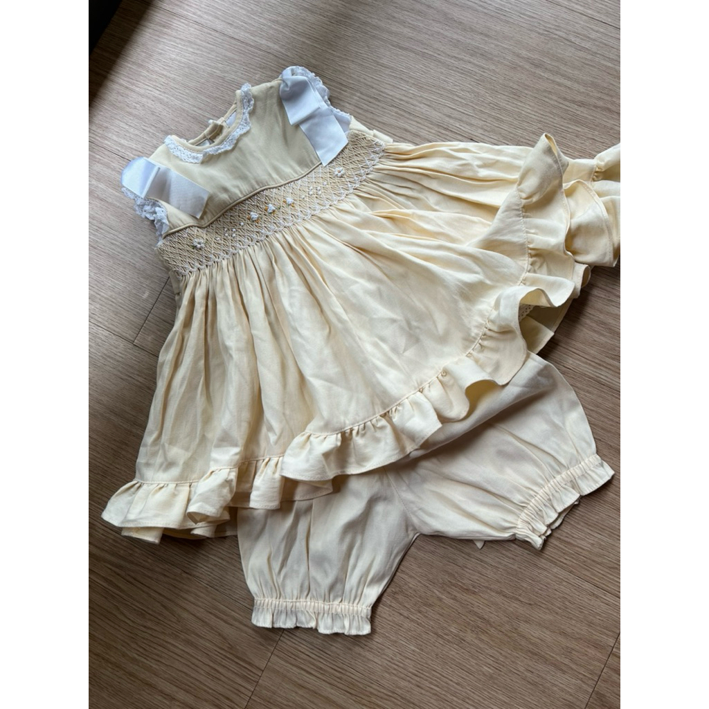 Set Top & Bloomers Pretty Originals Made In England Handmade Hand Smocked Dress Size 2Y Anak Perempu