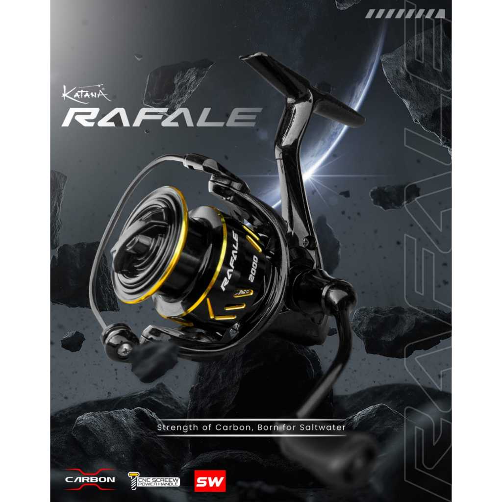 Reel Pancing KATANA RAFALE Power Handle dan sudah SaltWater dengan tampilan onepiece handle 8+1BB de